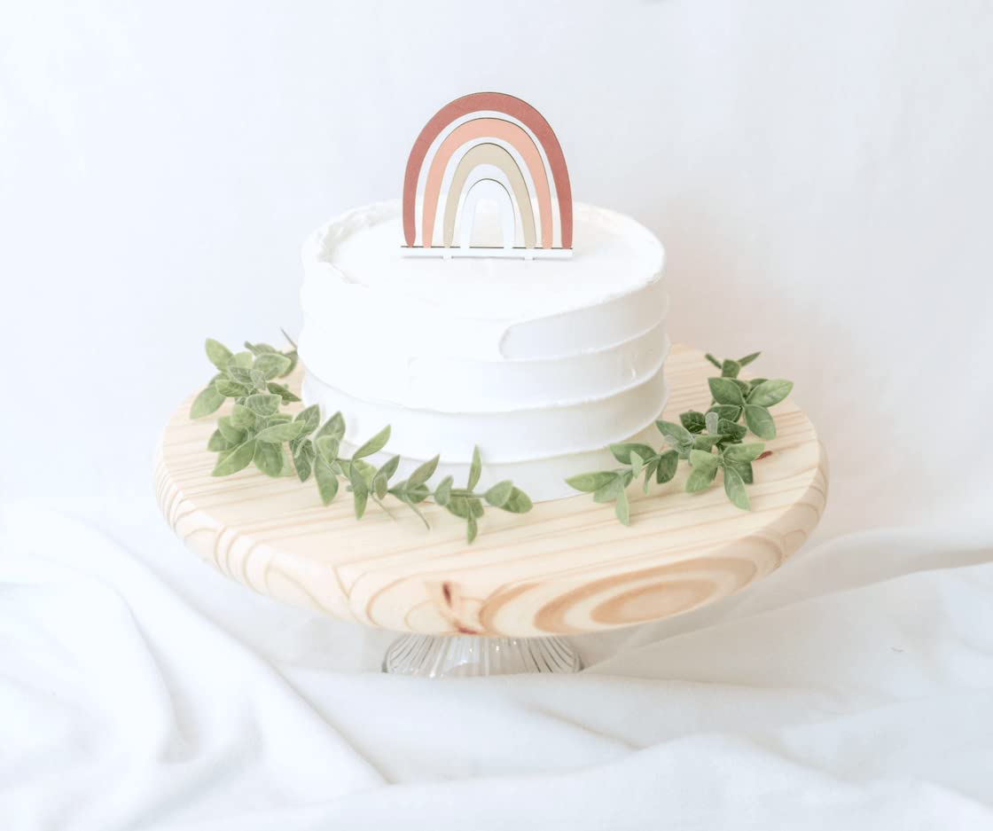 Wooden Boho Rainbow Cake Topper & Happy Birthday Sign - Gender Neutral Baby Shower & Birthday Party Decor for Boys & Girls | Bohemian Rainbow Themed Celebration Cake Decorations | Perfect for Birthday Cakes, Baby Showers & Boho Party Decor