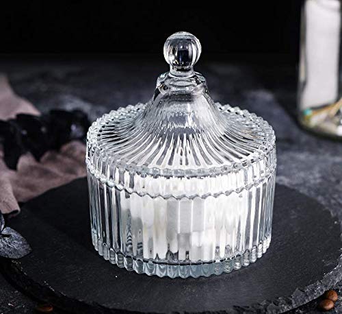 10OZ (280ML) Decorative Crystal Candy Jar with Lid - Candy Dish, Food Storage Container, Seasoning & Cookie Jar for Buffet, Kitchen, Office & Home Decor