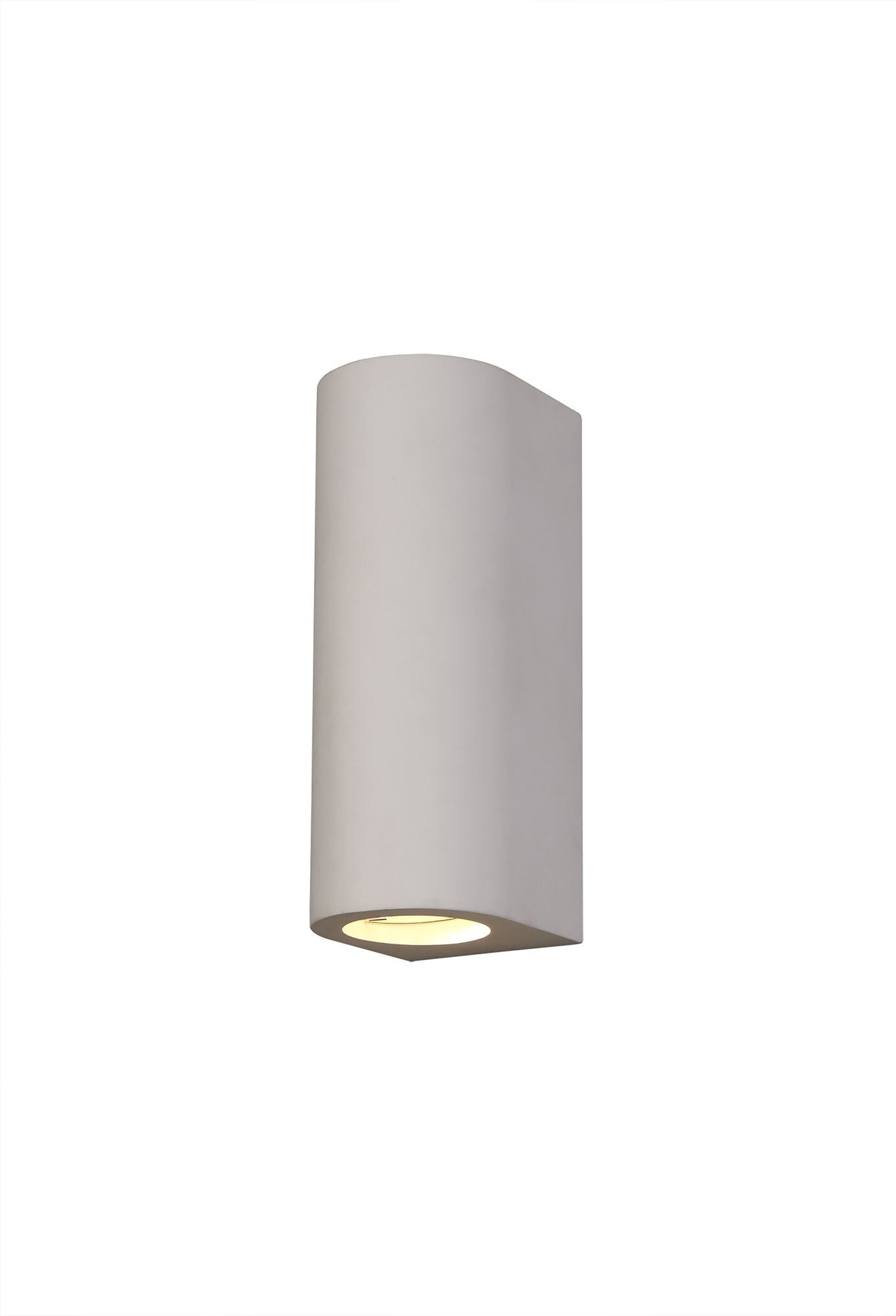 Alina Modern Rectangular & Cylinder Up Down Wall Lamp - 2 x GU10 Bulb Sockets - White Paintable Gypsum Finish - Perfect for Bedroom, Living Room & Hallway Lighting