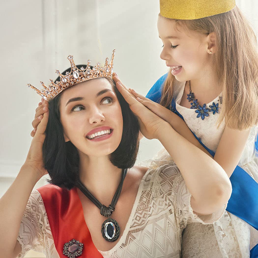 Gold Queen Crown & Tiara Set for Women & Girls - Elegant Hair Accessories for Birthday, Wedding, Prom, Bridal Party, Pageant, Photography, Halloween & Christmas (Perfect for Princess Costumes & Special Occasions)
