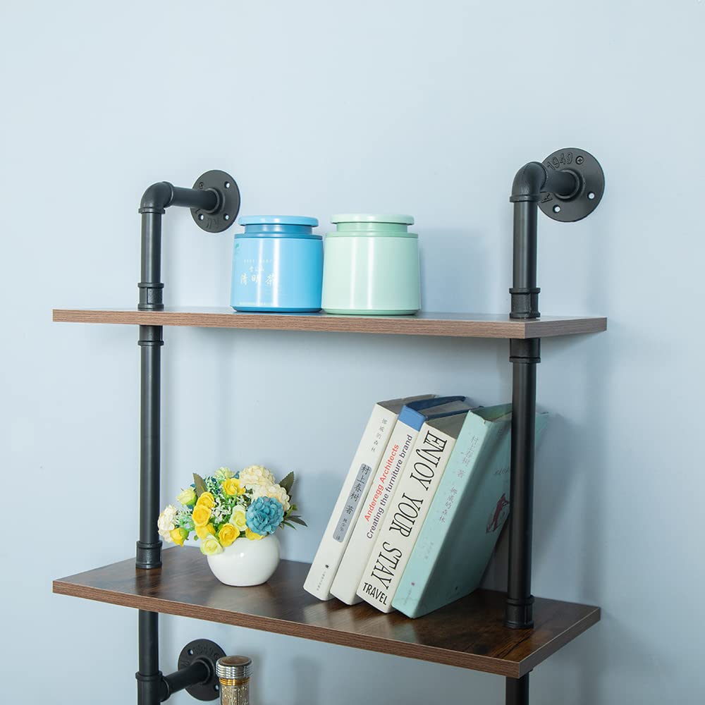 ZIOTHUM 5-Tier 67-Inch Industrial Pipe Shelving Unit - Heavy Duty Rustic Black Metal Shelves for Garage, Basement & Warehouse Storage (Perfect for Organizing Tools, Books & Home Decor)