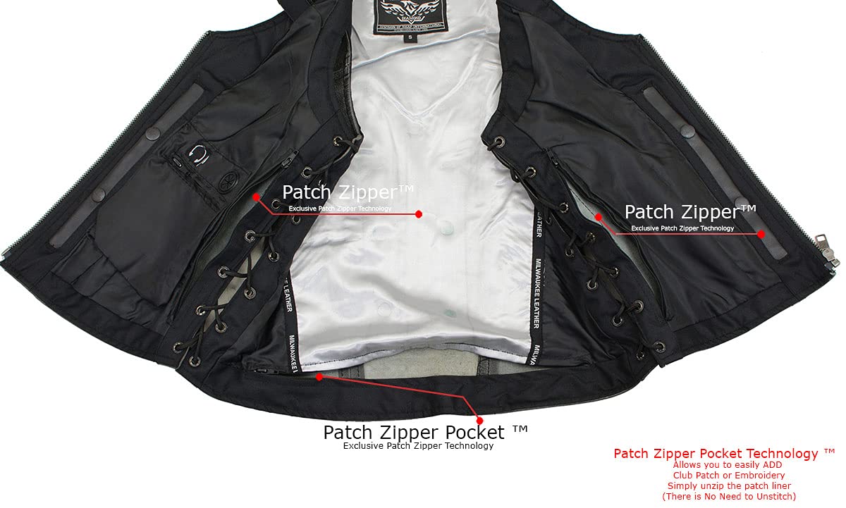 Milwaukee Leather Women's V-Neck Distressed Grey Premium Motorcycle Vest with Side Laces - MLL4531-4XL | Stylish Biker Jacket for Riding, Casual Outfits & Outdoor Adventures