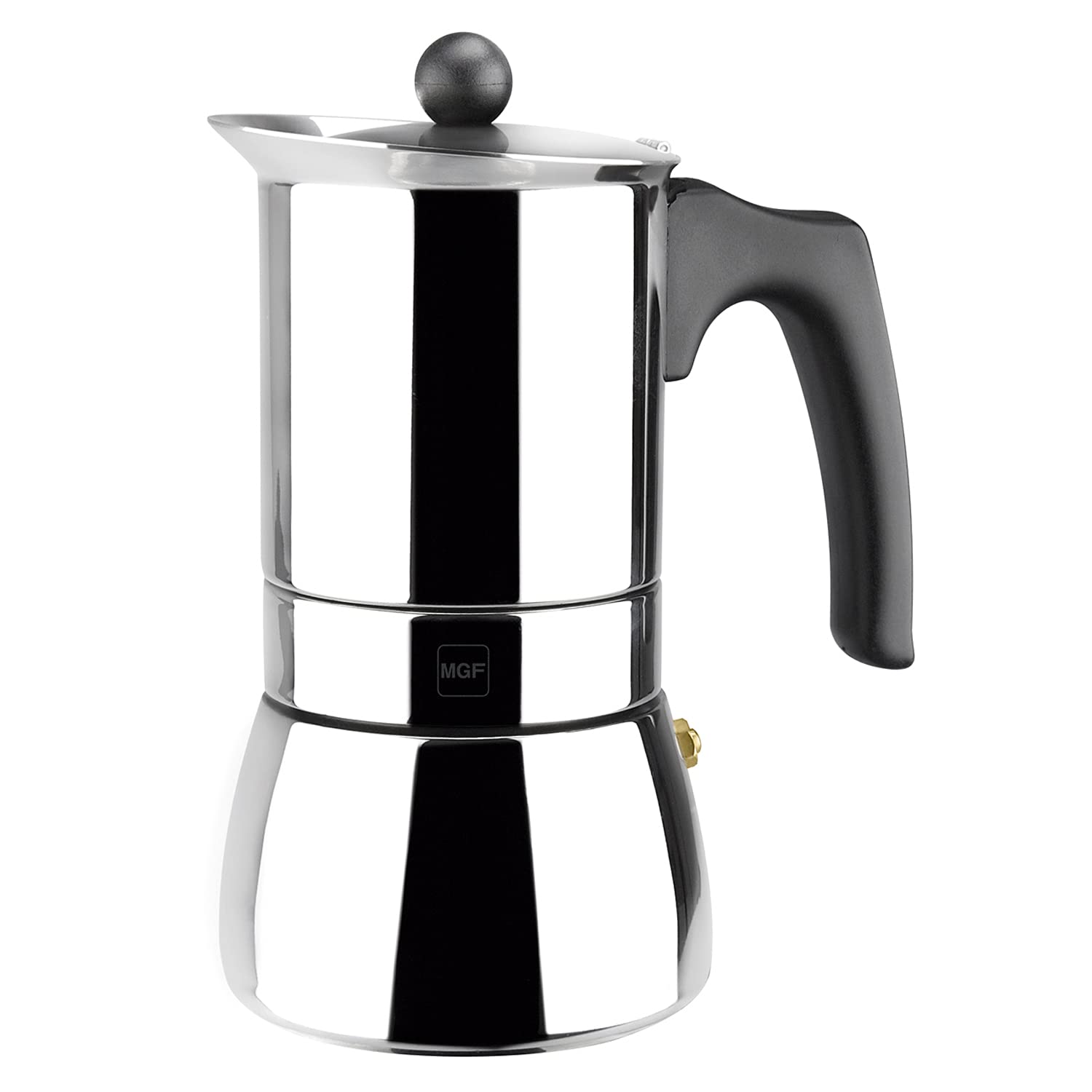 MAGEFESA Genova Stovetop Espresso Coffee Maker - 4 Cup Moka Pot, 18/10 Stainless Steel Italian Coffee Maker for Home Use, Safe & Easy Cafetera - Perfect for Espresso, Latte & Cappuccino at Home or Office