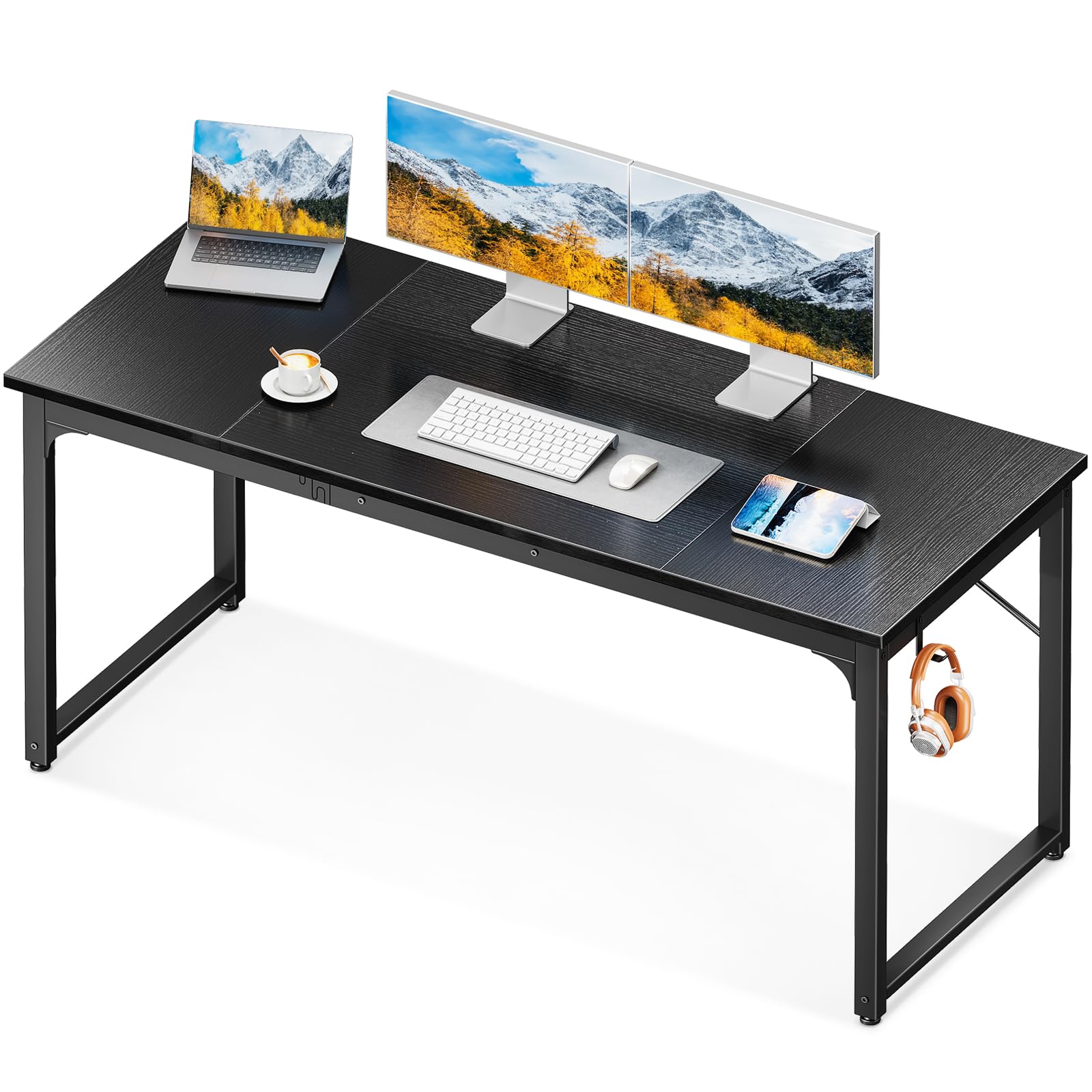 Coleshome 63 Inch Modern Simple Computer Desk - Home Office Desk, Study Writing Desk for Students, Black | Perfect for Small Spaces & Remote Work