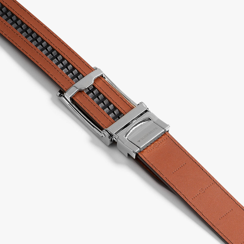 Premium Cognac Full Grain Leather Belt for Men - Genuine Leather Dress Belt with Classic Buckle - Perfect for Business, Casual & Formal Wear