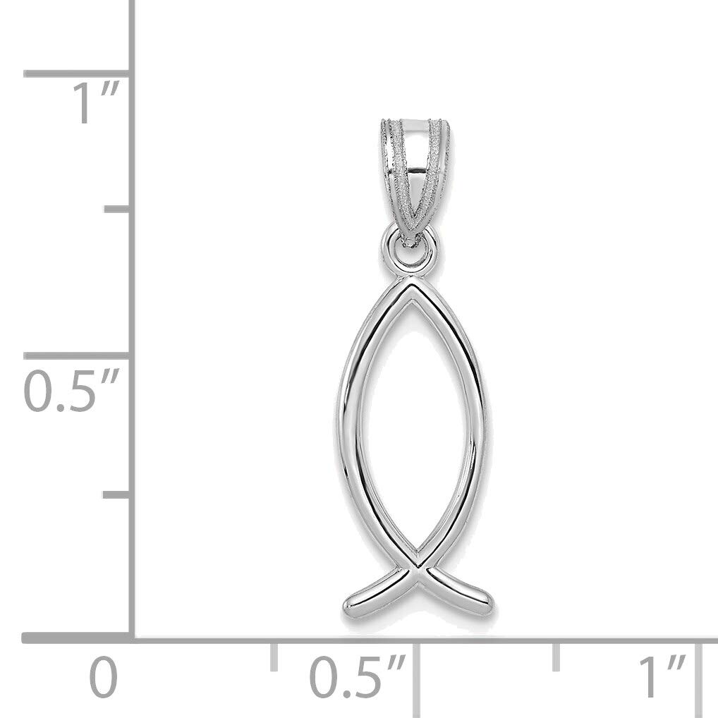 Bonyak 14K White Gold Ichthus Fish Pendant Necklace - Christian Religious Jewelry for Women & Men - Perfect for Baptism, Church, Daily Wear & Gifts