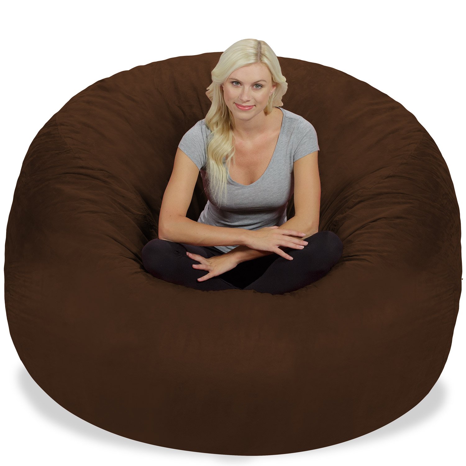 Chill Sack 6' Giant Memory Foam Bean Bag Chair - Oversized Sofa with Soft Microfiber Cover in Chocolate Brown | Perfect for Living Room, Game Room & Dorm Relaxation