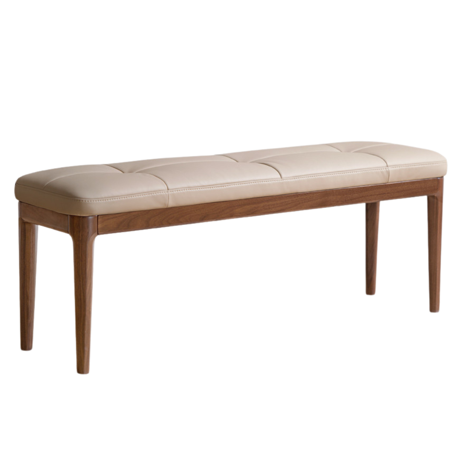 55.1.x12.9x17.7 inch / 140x33x45 cm / Rich Dark Walnut color - warm white upholstered / Soft bag long bench