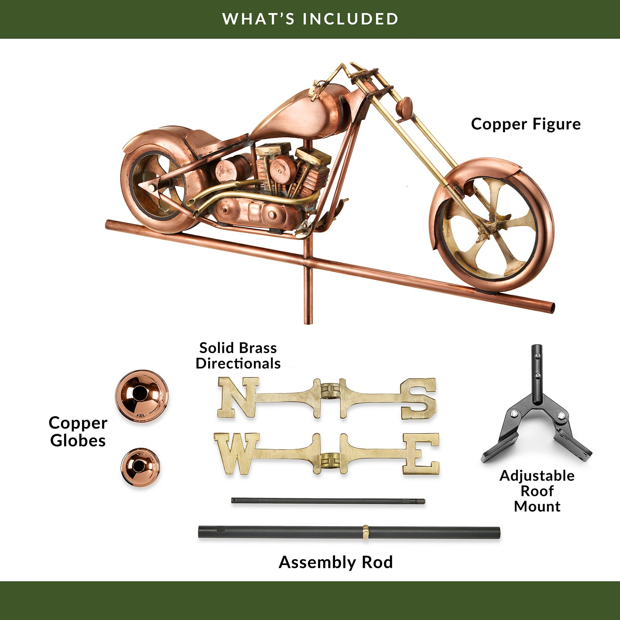 Vintage Chopper Motorcycle Weathervane - Handcrafted Metal Garden Decor for Outdoor Patio, Yard & Roof - Unique Biker Gift for Motorcycle Enthusiasts