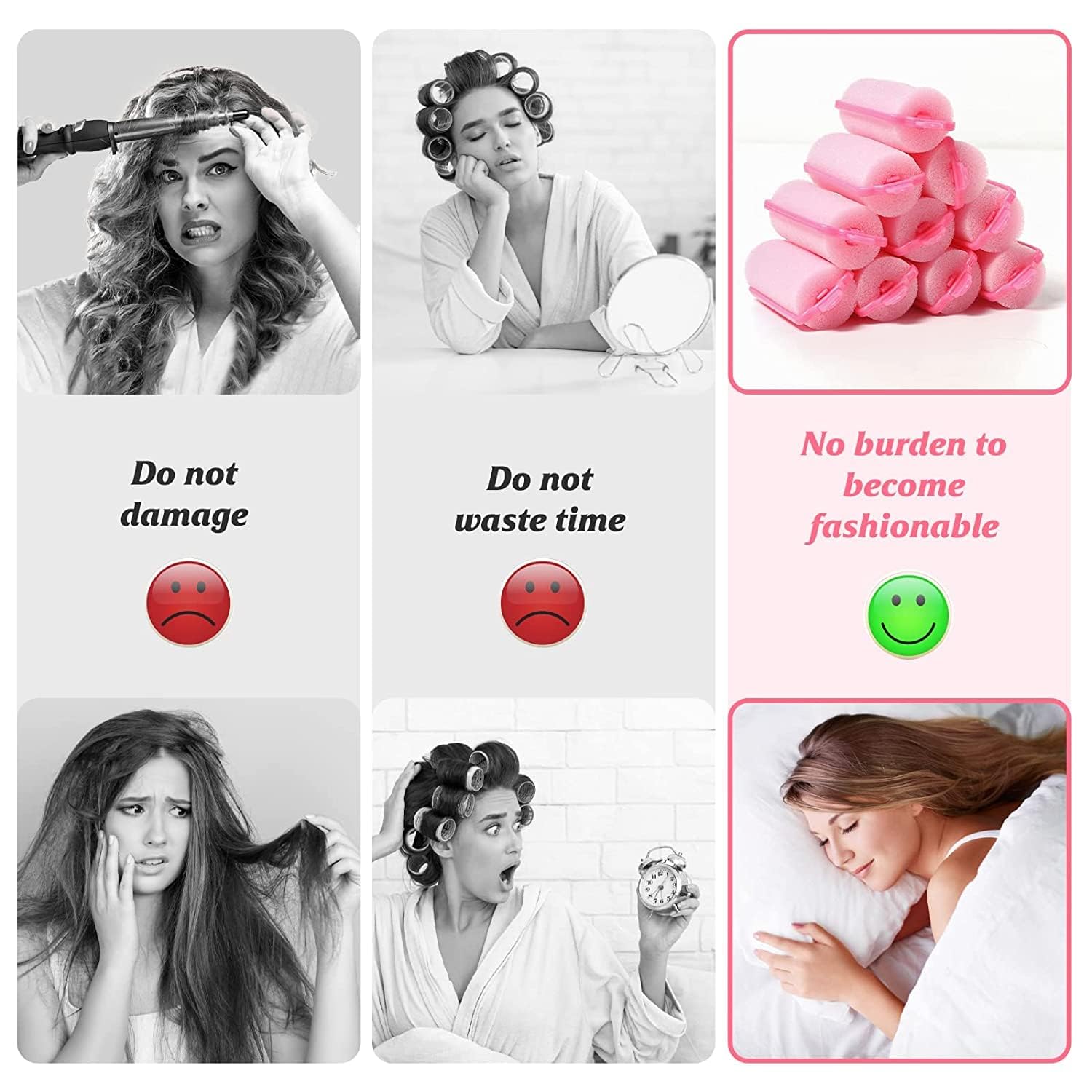 Soft Foam Sponge Hair Rollers for Sleeping - 12pc Flexible Curly Wavy Hair Styling Tools for Long & Short Hair | Perfect for Overnight Curls, Salon-Quality Styling at Home