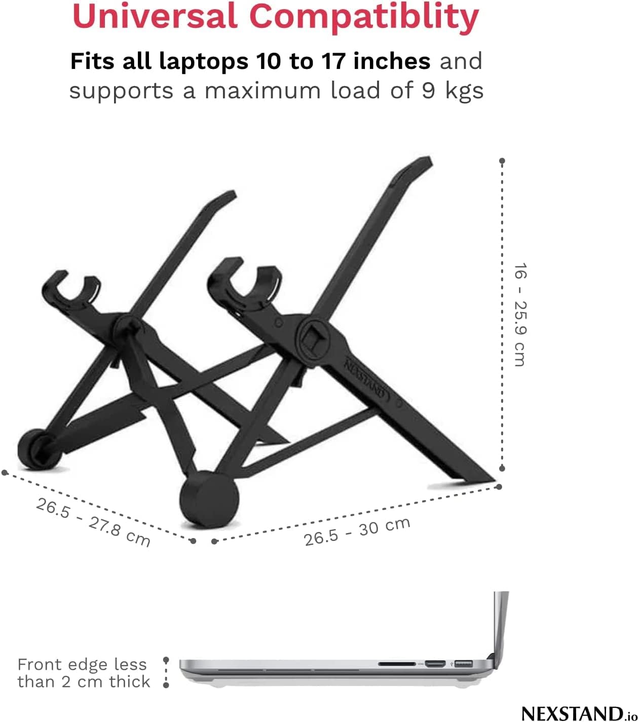 Nexstand Portable Foldable Laptop Stand - Adjustable Height Ergonomic Computer Stand for MacBook, Dell, HP & All Laptops - Perfect for Home Office, Travel & Workspace Setup