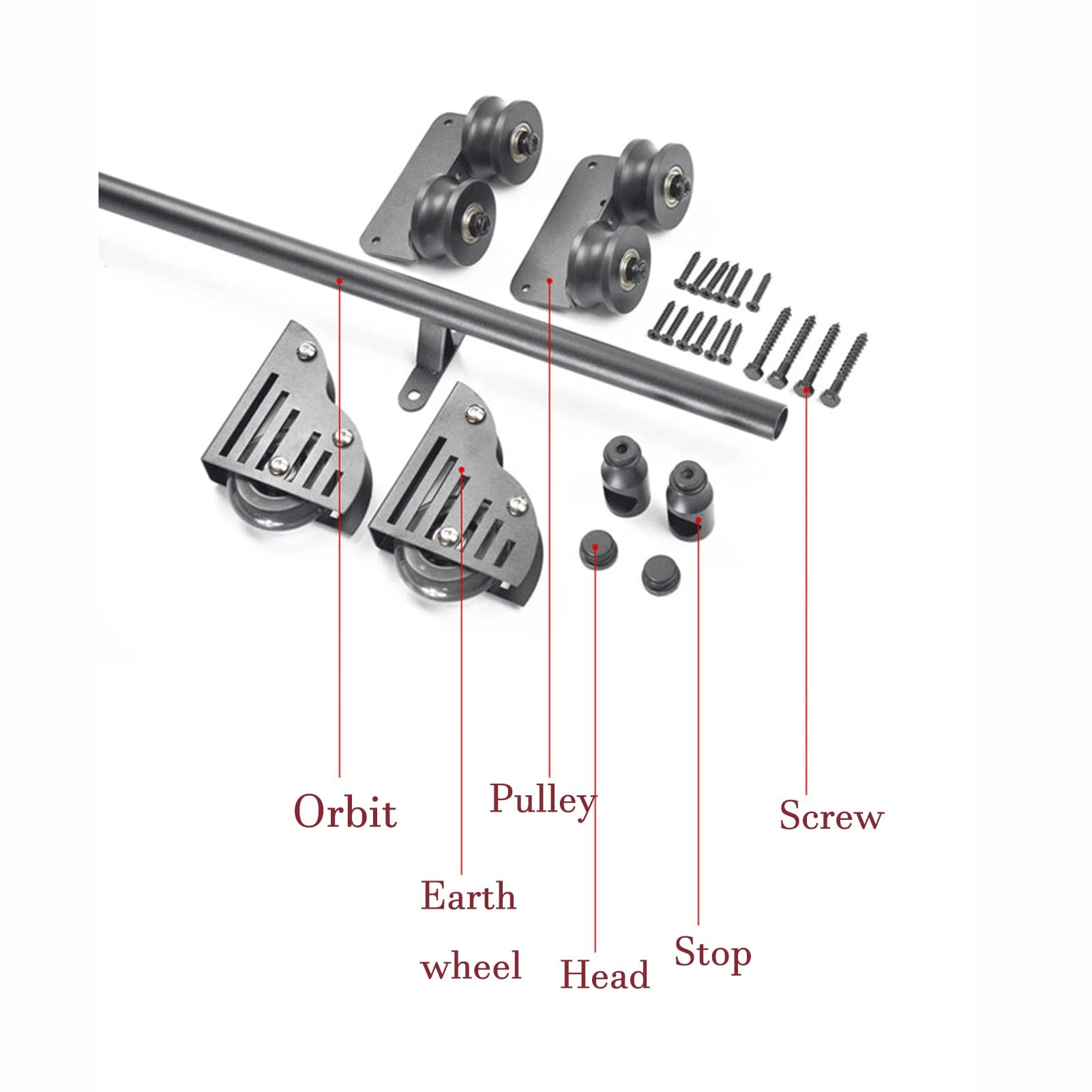 Sliding Barn Door Hardware Kit - 3.3ft to 20ft Adjustable Rolling Ladder Rail System with Round Tube Tracks for Home Library, Loft, or Industrial Use - Easy DIY Installation for Stylish Space-Saving Solutions