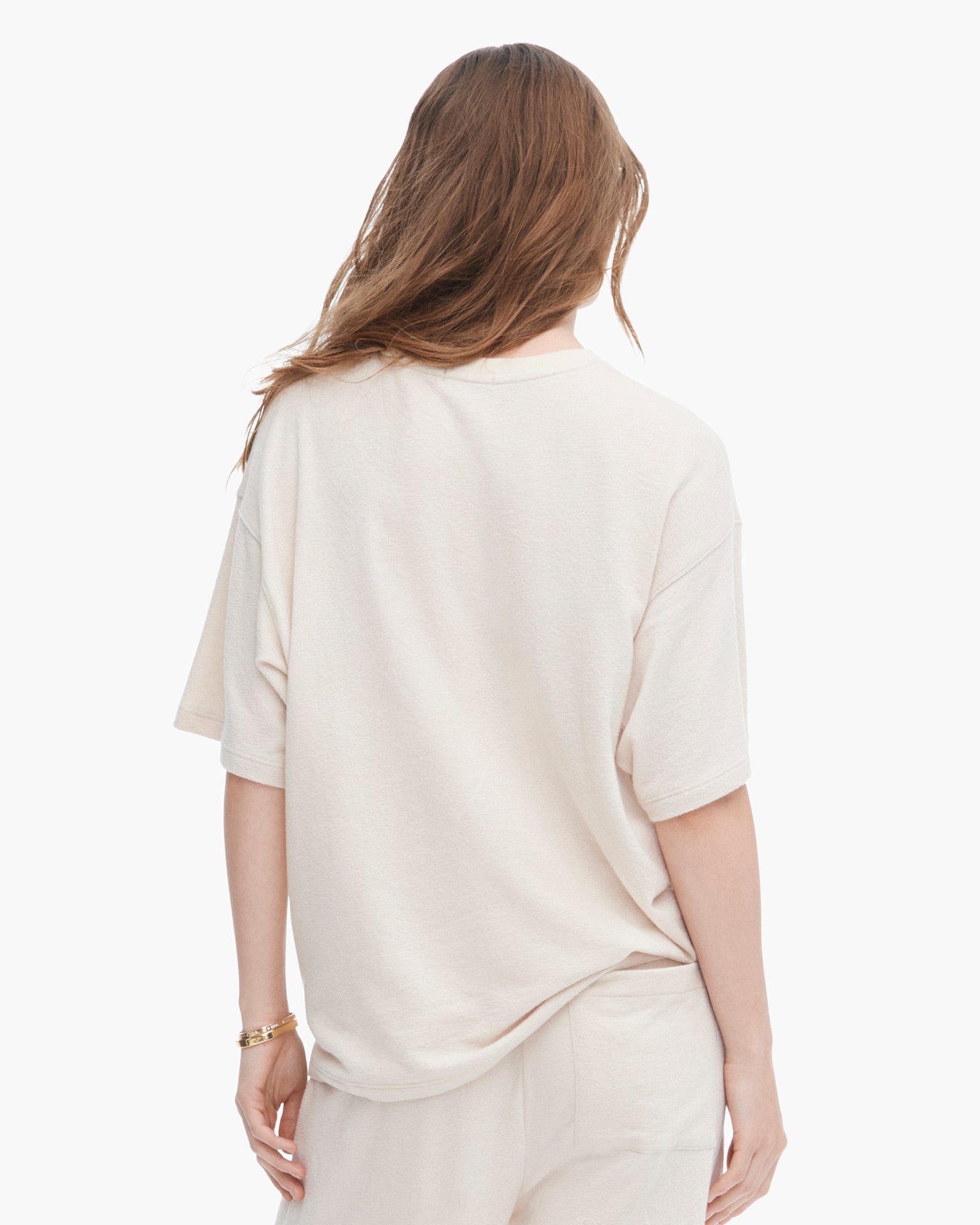 Loop Front Jersey Oversized Pocket T-Shirt for Women - Soft Faded Dune Color - Casual Streetwear & Layering Essential
