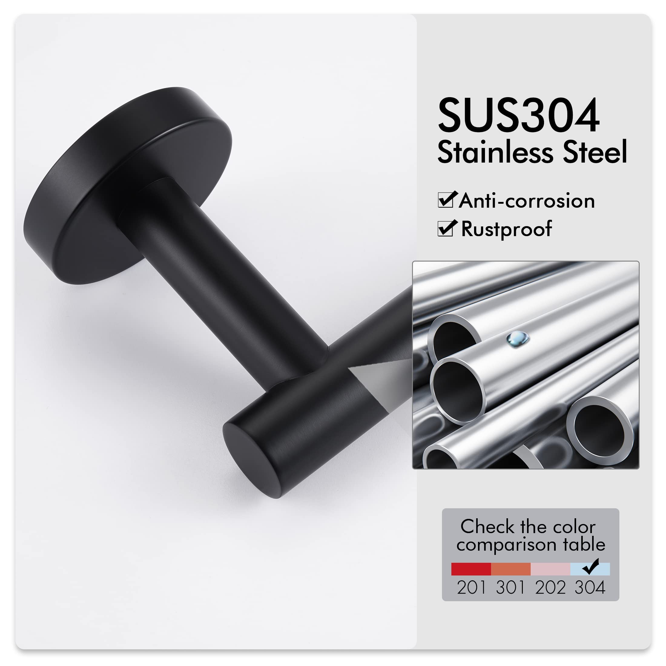 KES Black Stainless Steel Toilet Paper Holder & Kitchen Paper Towel Holder - SUS 304 Grade, Modern Bathroom & Kitchen Organizer (A2175S12-BK-SL + A2175S30-BK) - Perfect for Home, Office, and Restaurant Use