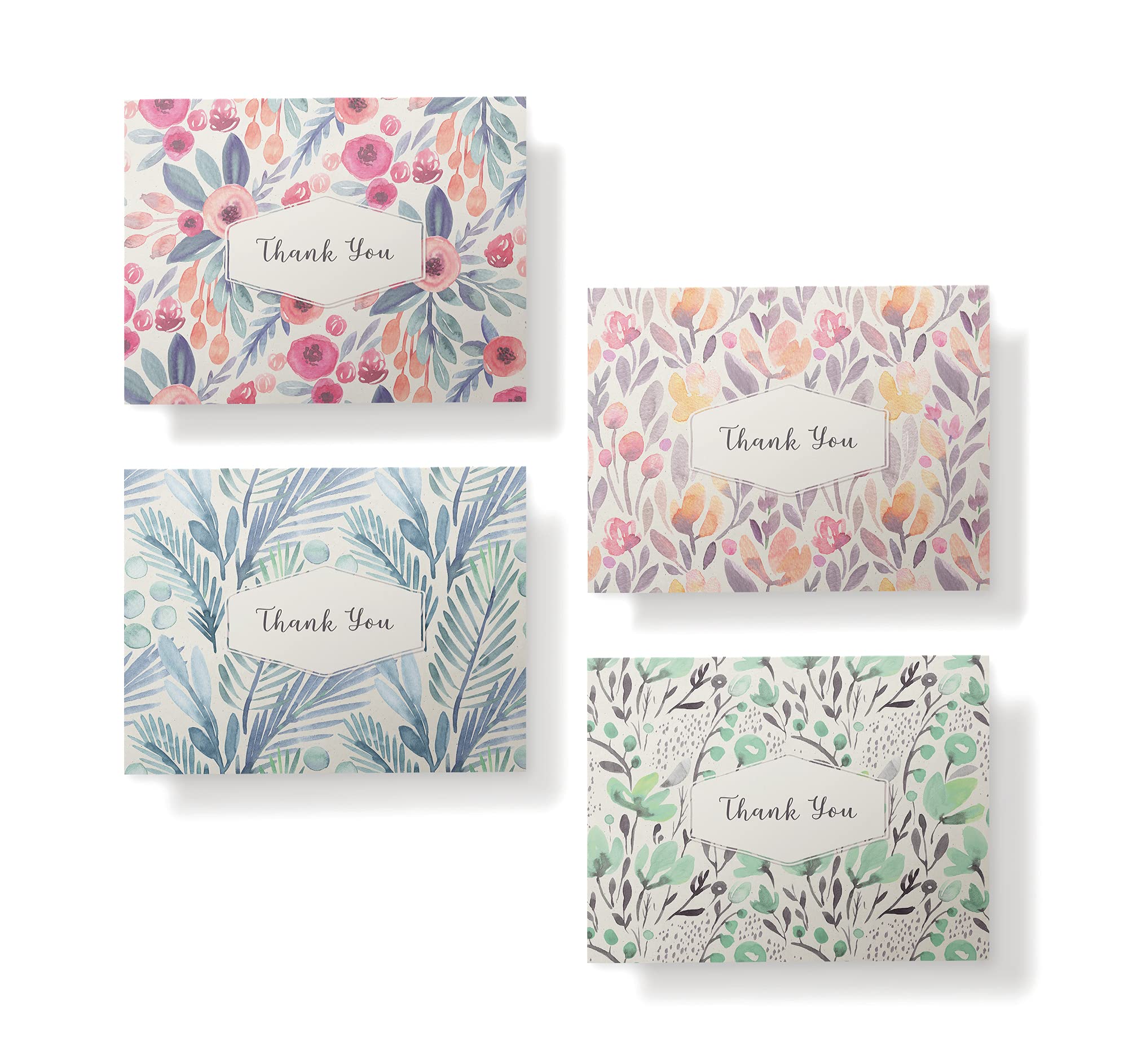 Eco-Friendly Floral Thank You Cards Set of 12 with Envelopes - 5.5