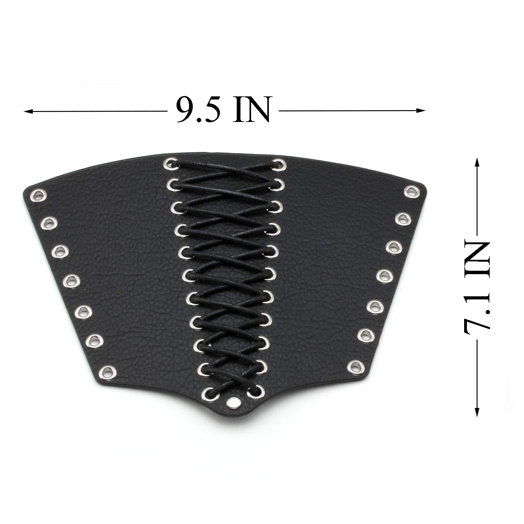 MILAKOO 2 Pack Men's Black Leather Wide Wrap Gauntlet Wristband - Adjustable Arm Armor Cuff for Motorcycle Riding, Cosplay & Medieval Costume Accessories