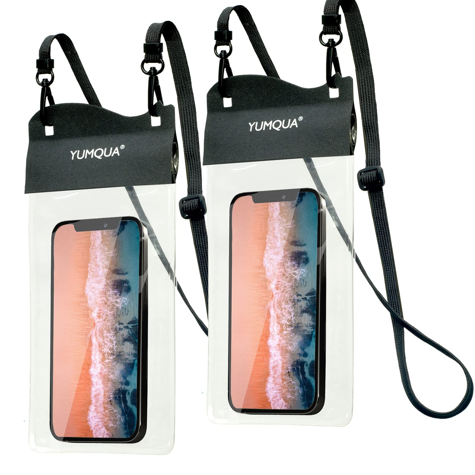 2 Pack Large IPX8 Waterproof Phone Pouch - Dry Bag Case Compatible with iPhone 15/14/13/12/11 Pro Max, Galaxy S23/S22/S20+, Pixel 4 XL (Up to 7.5