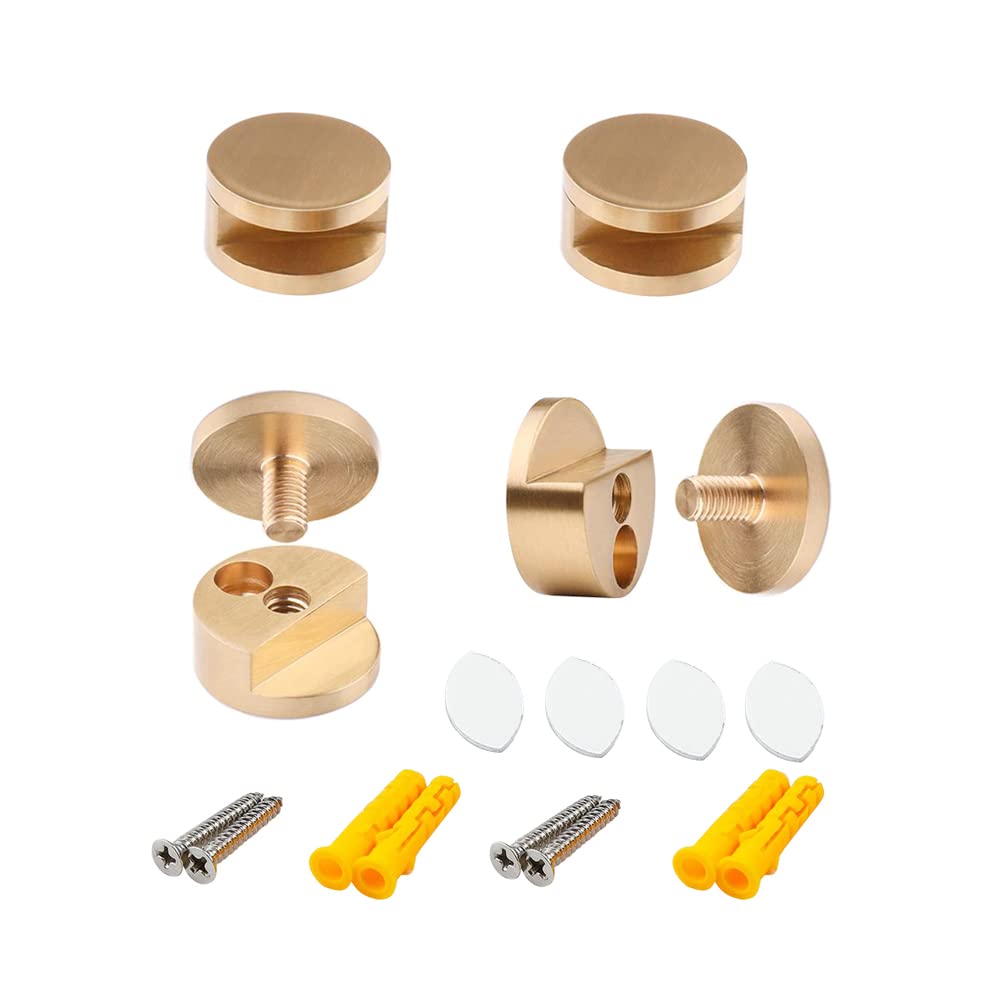 5-11mm Gold Pure Copper Mirror Clips - Wall Mounted Mirror Hangers for Bathroom, Dresser & Vanity (Set of 4) - Secure Glass Clamps for Home Decor & Interior Design