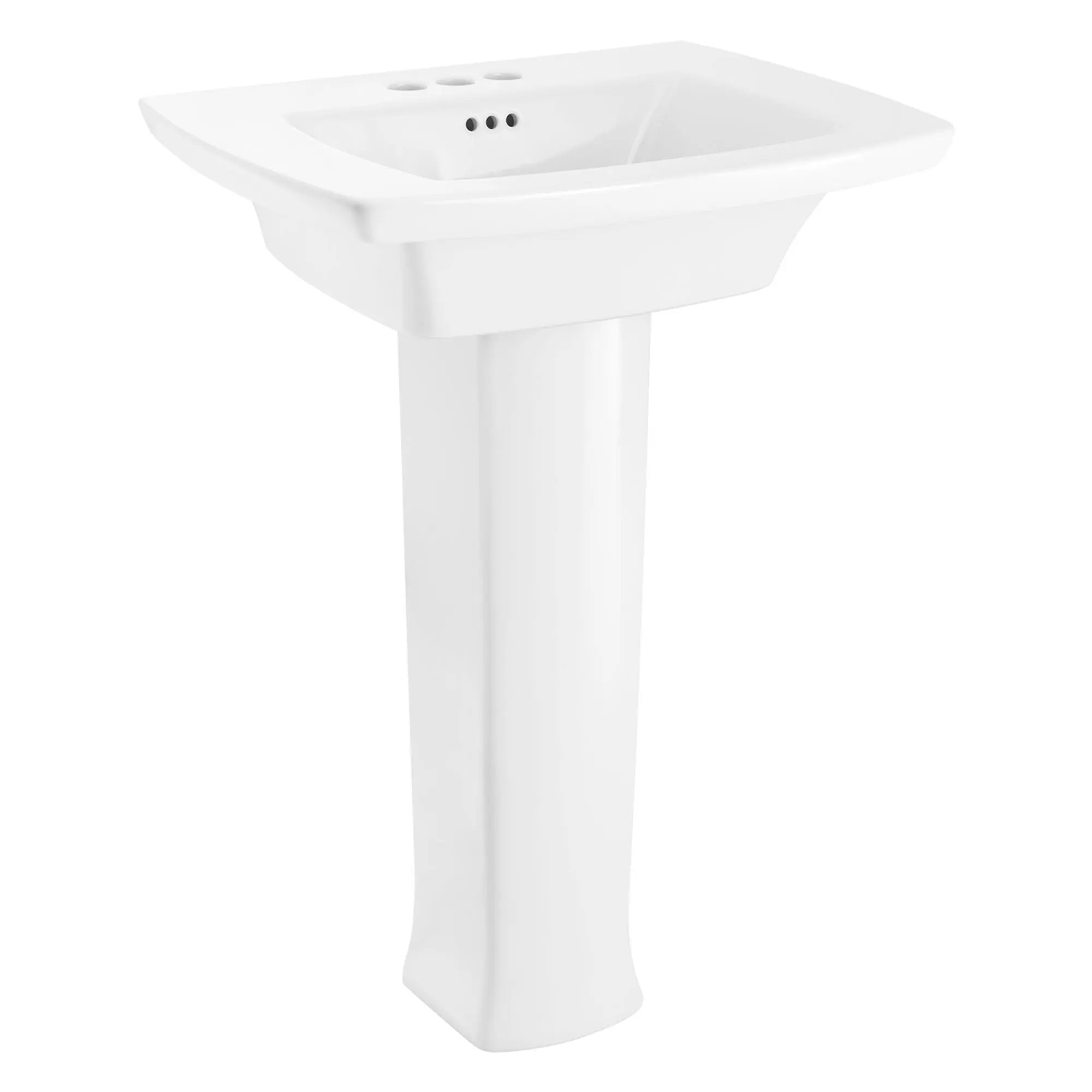 Edgemere 4 Inch Centerset Pedestal Sink Top and Leg Set - White Ceramic Bathroom Vanity for Small Space, Perfect for Powder Room or Half Bath Installation