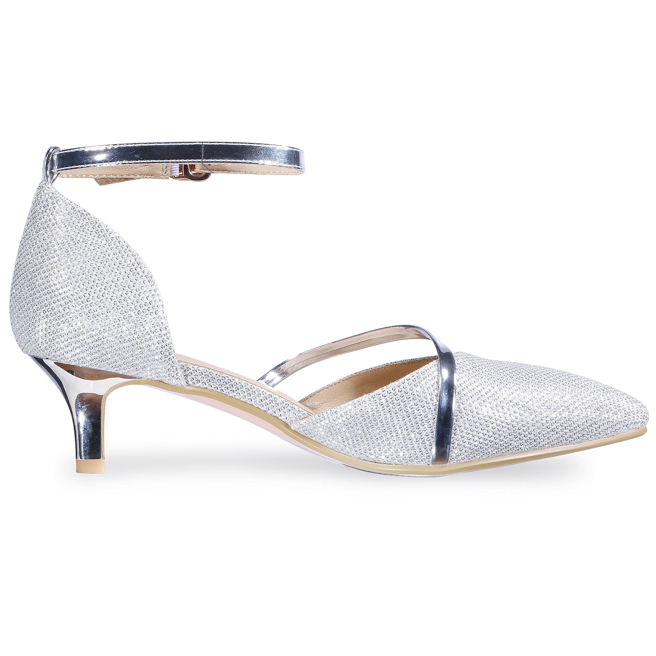IDIFU Women's IN2 Maxine Low Kitten Heels - Elegant Closed Toe Dress Pumps for Wedding, Evening & Formal Occasions - Perfect for Brides, Prom & Special Events