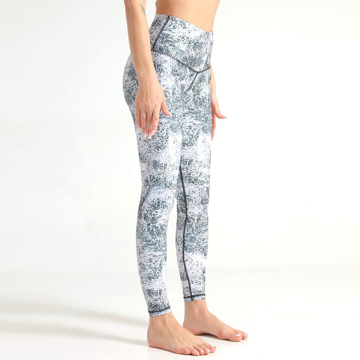 NAMCYANLY Women's High Waist Printed Yoga Leggings with Pockets - Workout Pants for Running, Gym & Lounge Wear