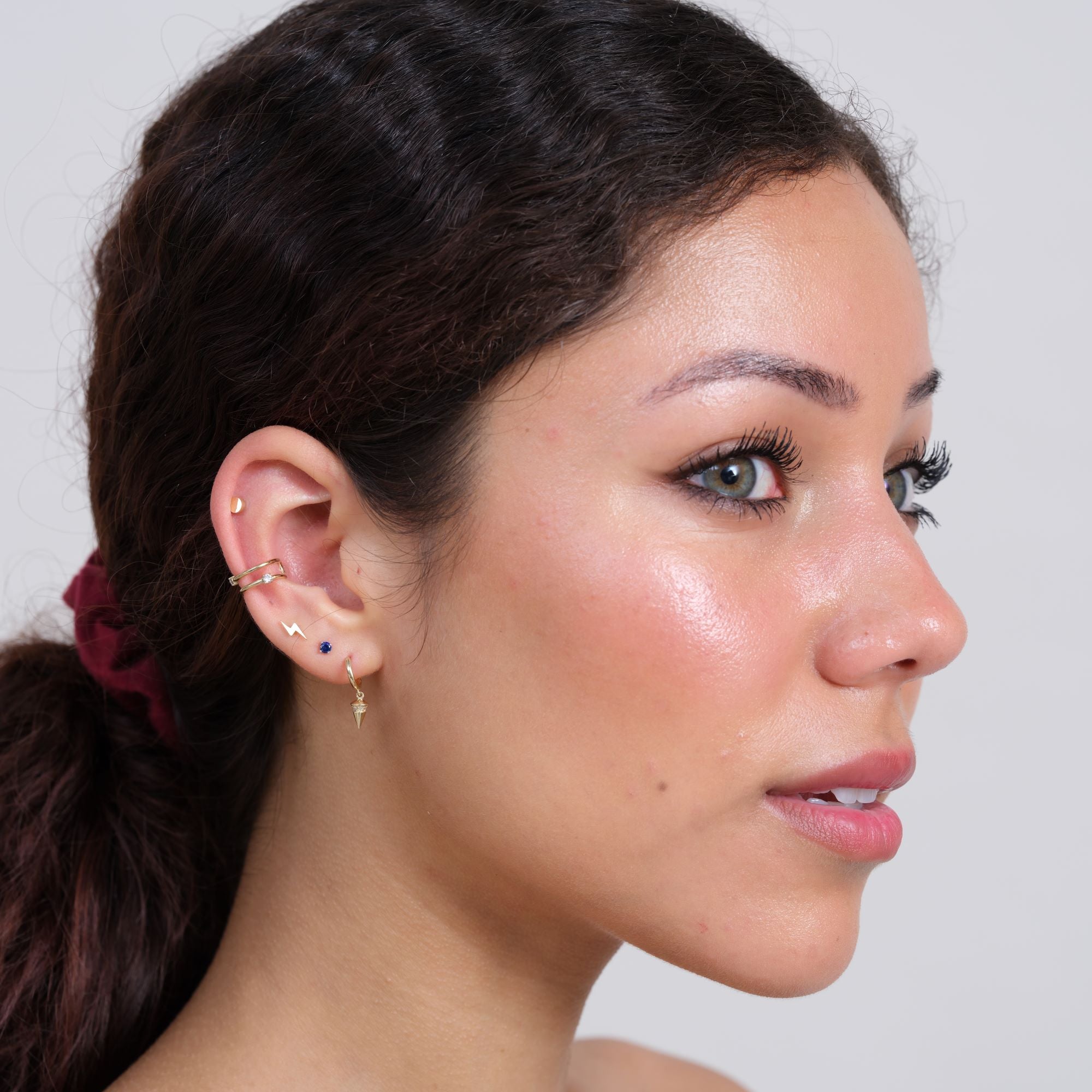 14k Solid Yellow Gold Cubic Zirconia Double Wire Ear Cuff - Elegant Cartilage Earring for Women, Perfect for Parties, Weddings & Everyday Wear