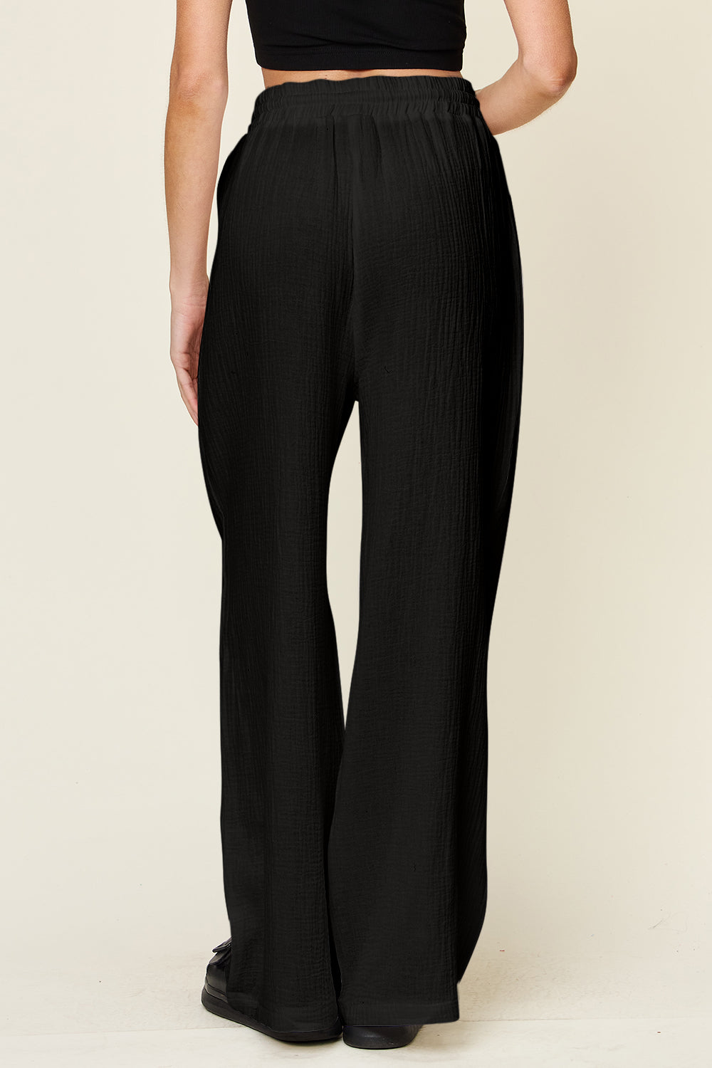 Full Size Textured Drawstring Wide Leg Pants for Women - Comfortable Lounge Pants for Yoga, Travel & Casual Wear