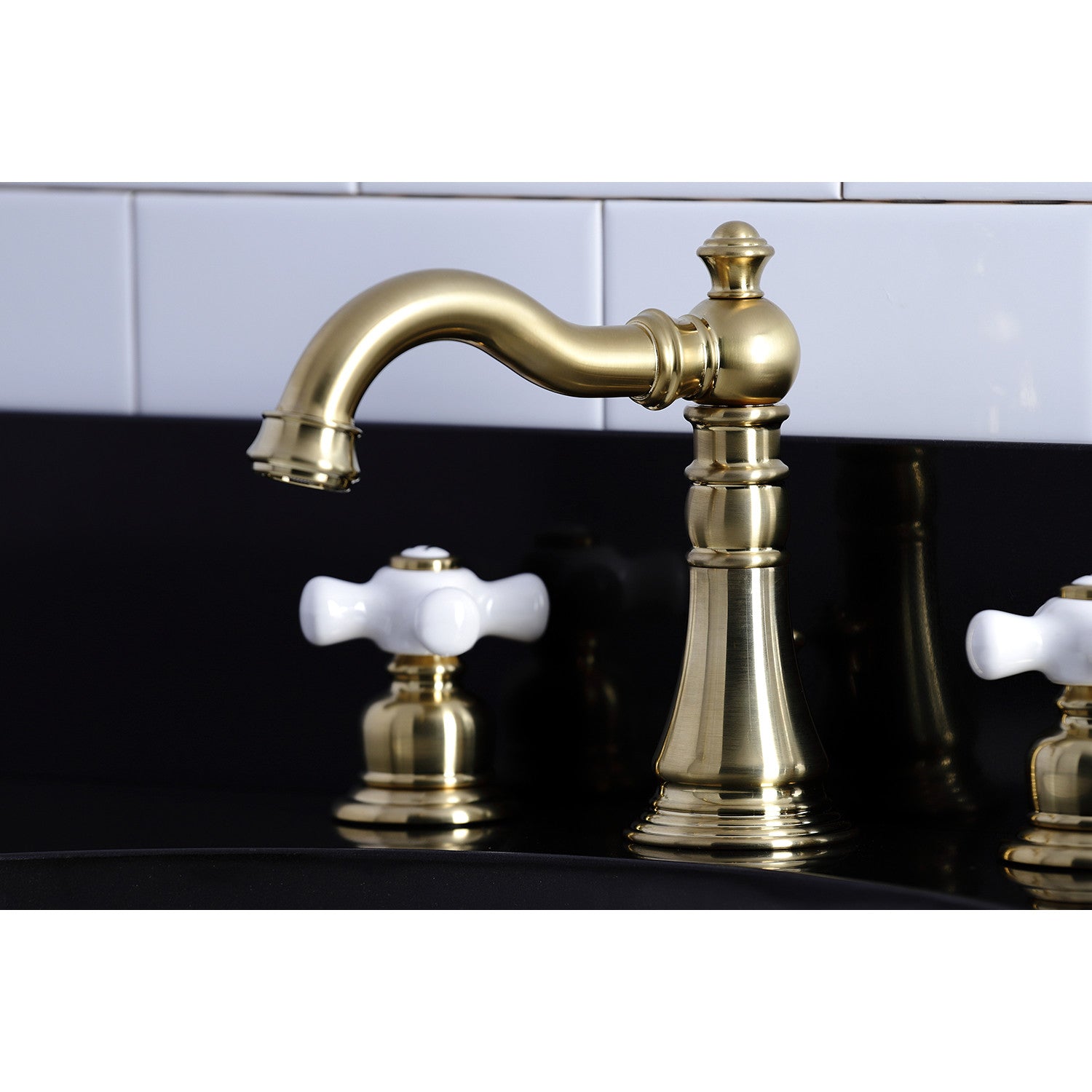 American Classic FSC1973PX Two Handle 3-Hole Widespread Bathroom Faucet with Brass Pop-Up Drain - Brushed Brass Finish for Vanity Sink - Perfect for Modern and Traditional Bathroom Decor