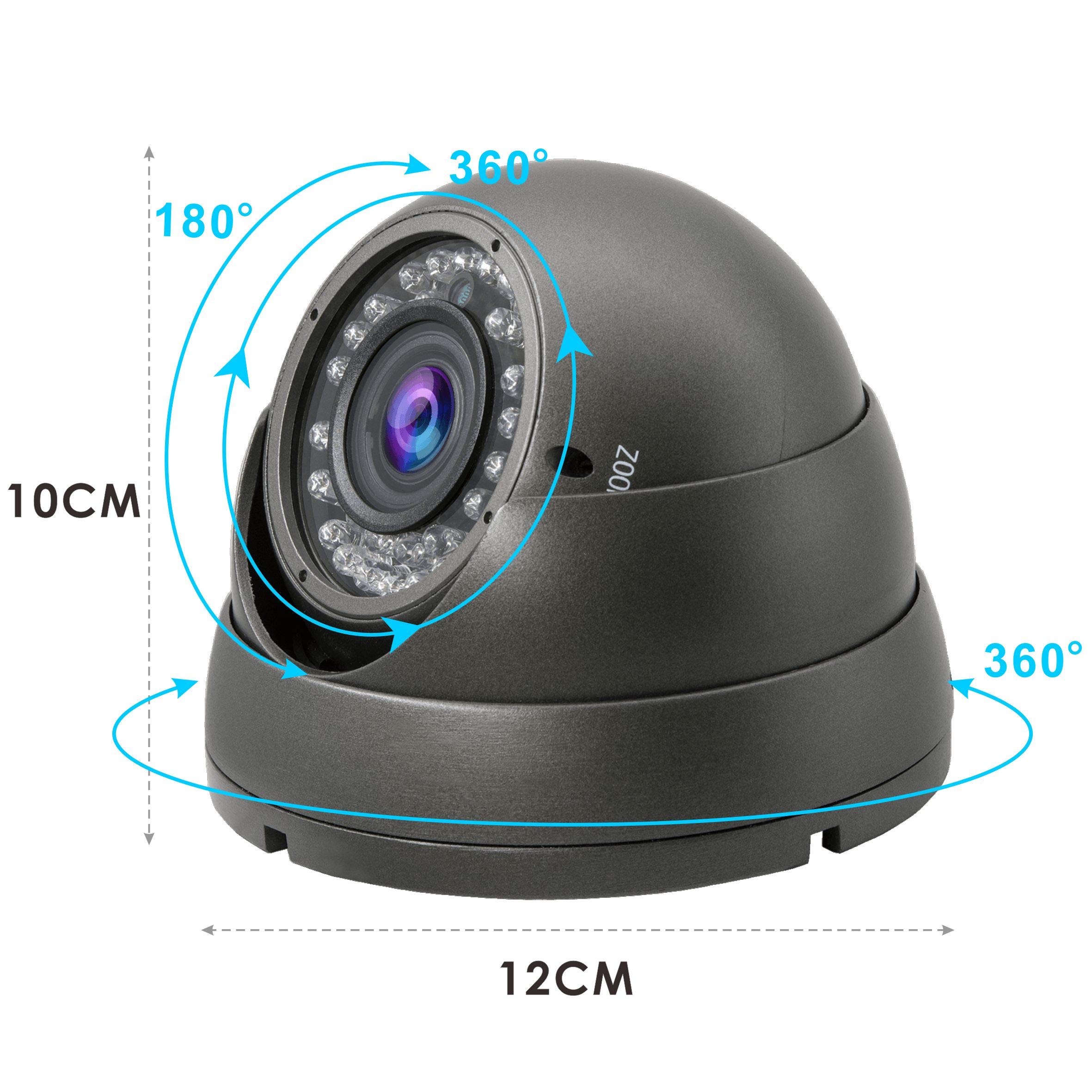 5MP 4MP Dome Super Hybrid Security Camera HD-TVI/CVI/AHD/960H CCTV - 2.8-12mm Varifocal Lens, 98ft Night Vision, IP66 Waterproof for Indoor/Outdoor Use - Home Security, Business Surveillance & Property Protection (Gray)