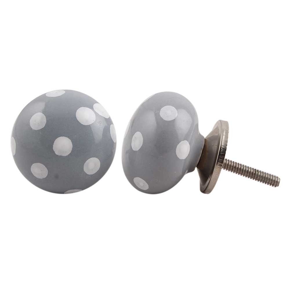 IndianShelf 14-Piece Grey Polka Dot Ceramic Drawer Knobs - Premium Decorative Cabinet Hardware for Kitchen, Dresser & Furniture (Ideal for Home Renovation & DIY Projects)