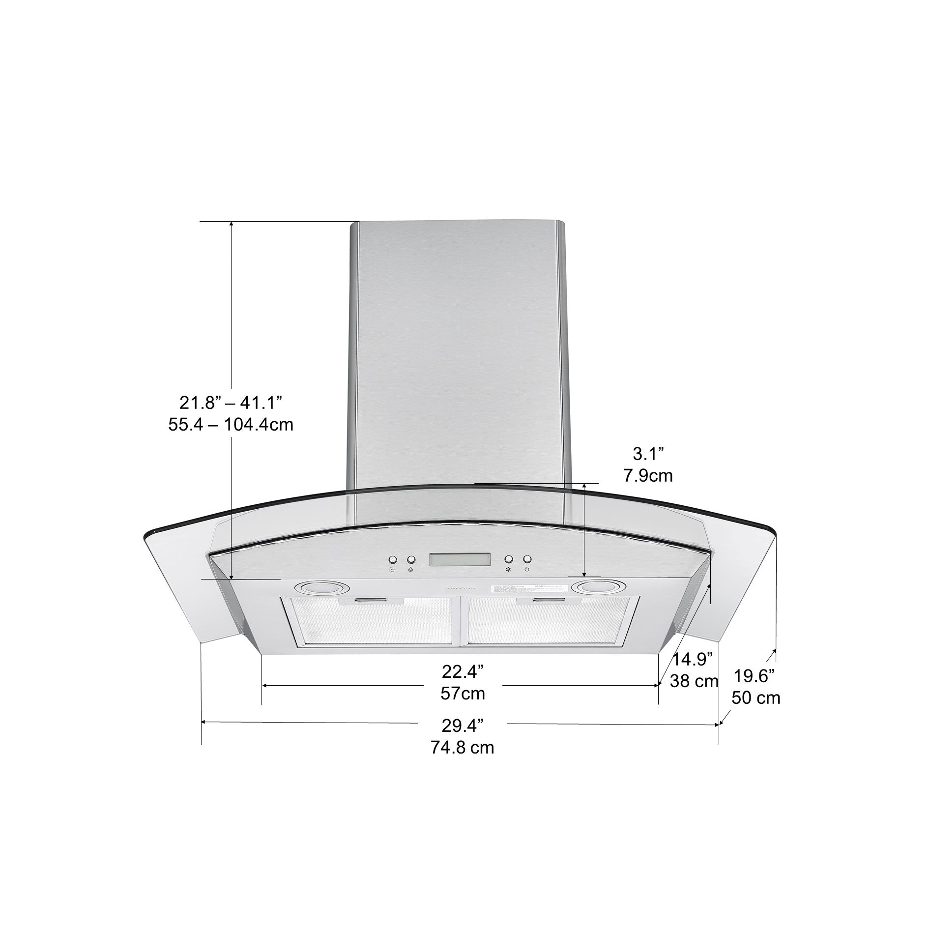 GCHD430 30-Inch Stainless Steel Glass Canopy Range Hood - Powerful Kitchen Ventilation for Smoke & Odor Removal - Perfect for Modern Homes & Restaurants