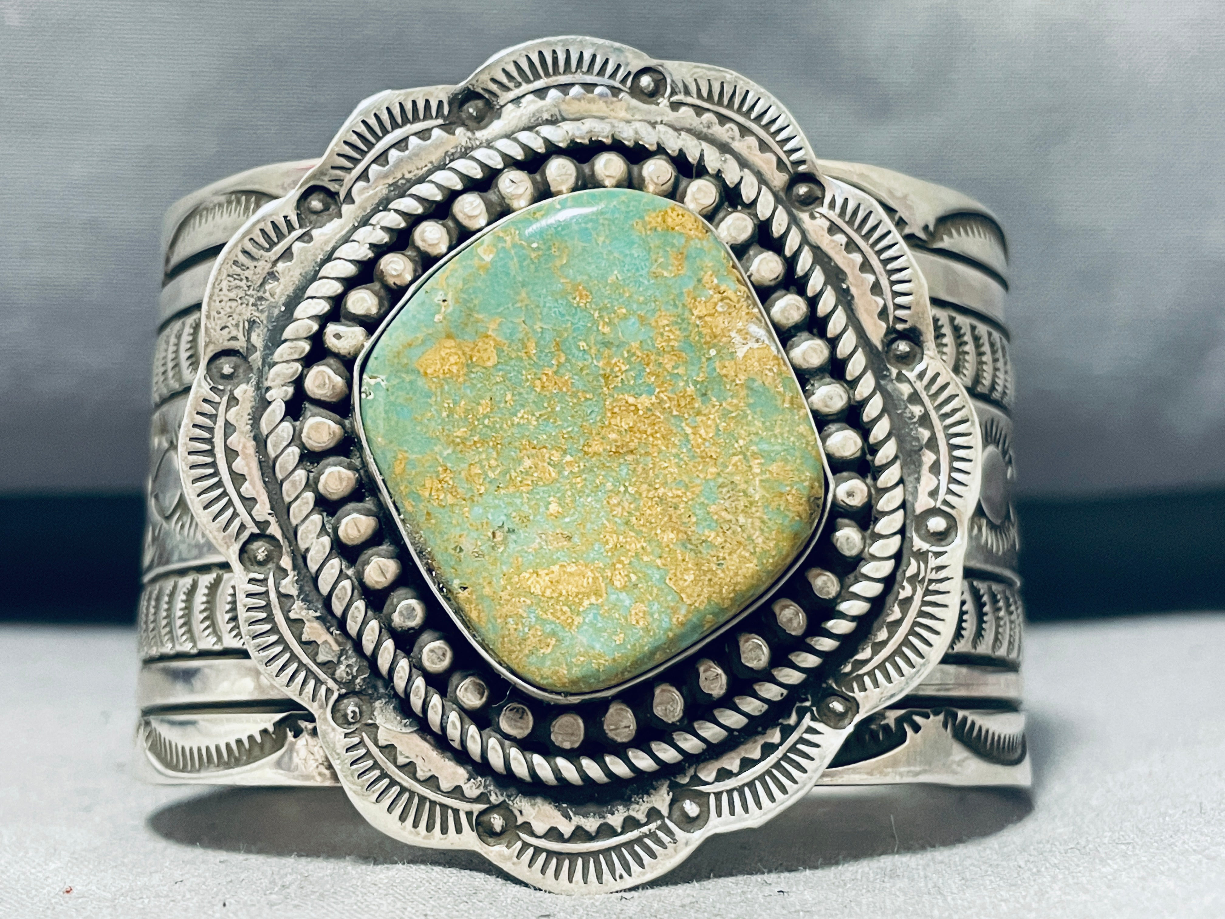 125 Gram Genuine Native American Navajo Royston Turquoise Sterling Silver Handcrafted Signed Bracelet - Perfect for Boho Fashion, Western Jewelry & Gift Giving