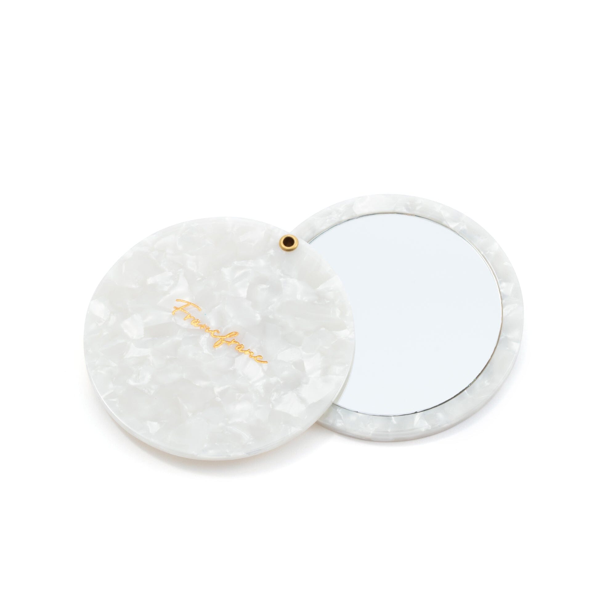 Portable Compact Mirror with Pouch - White | Travel Makeup Mirror for Women | Perfect for Purse, Gym Bag & On-the-Go Touch Ups