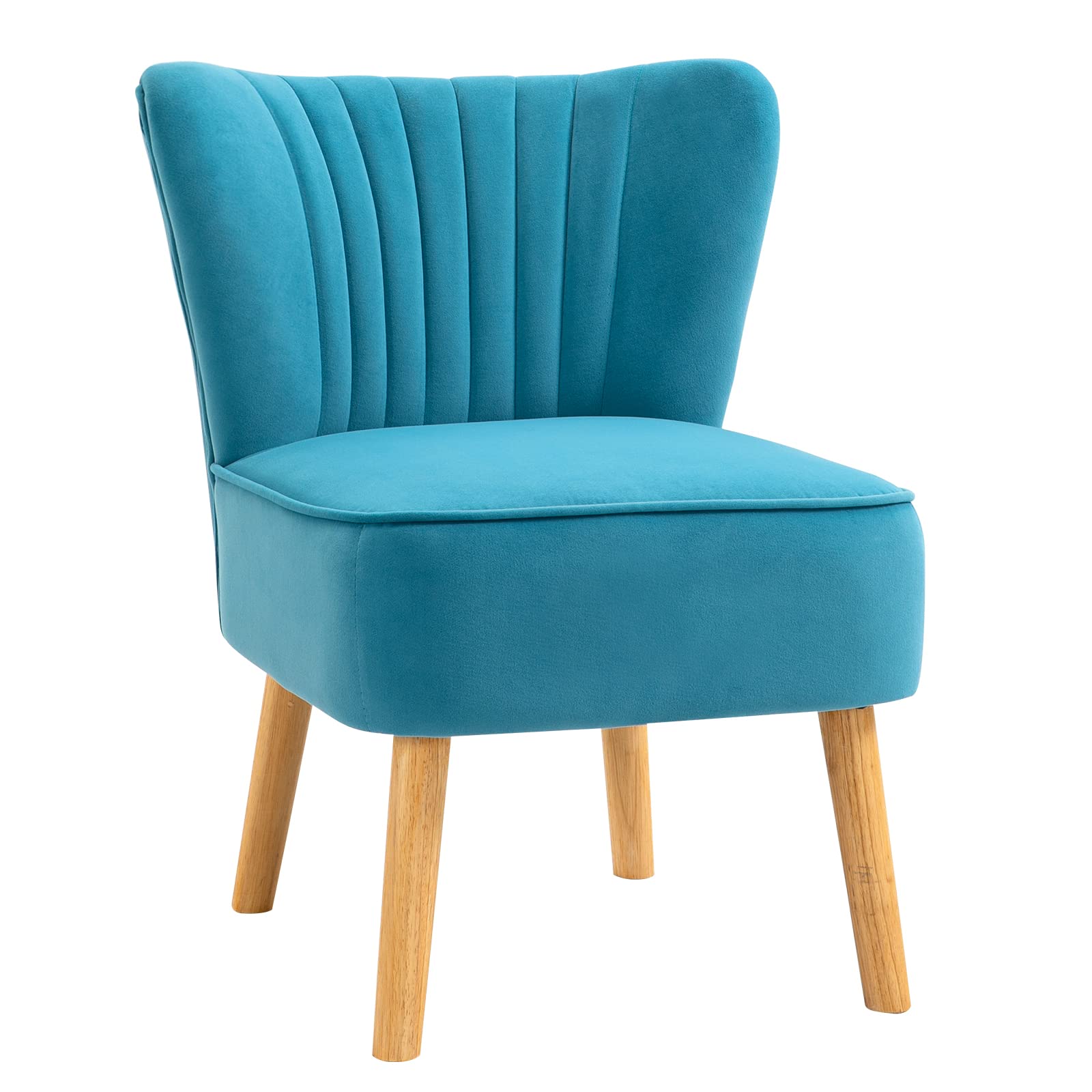 AVAWING Velvet Armless Accent Chair - Button-Tufted Slipper Chair for Bedroom & Living Room - Decorative Side Chair in Vivid Blue - Perfect for Reading Nook, Dressing Table & Lounge Corner