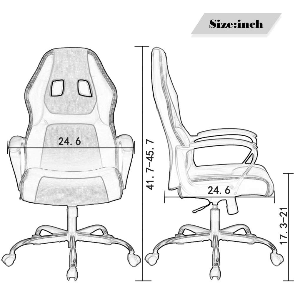 Ergonomic Office Chair with Lumbar Support - Adjustable Height Swivel Rolling Computer Chair for Gaming, Executive & Home Office - Breathable Leather Task Chair (Blue) - Perfect for Long Work Hours & Gaming Sessions