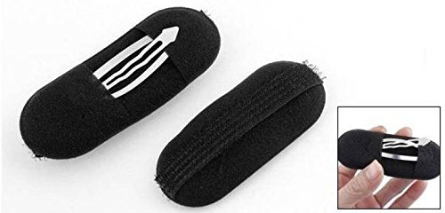 CHANDERKASH Black Sponge Bump Up Hair Clip - Volumizing Bun Clips for Women (2-Pack) | Hair Accessories for Updos, Ponytails & Everyday Hairstyles