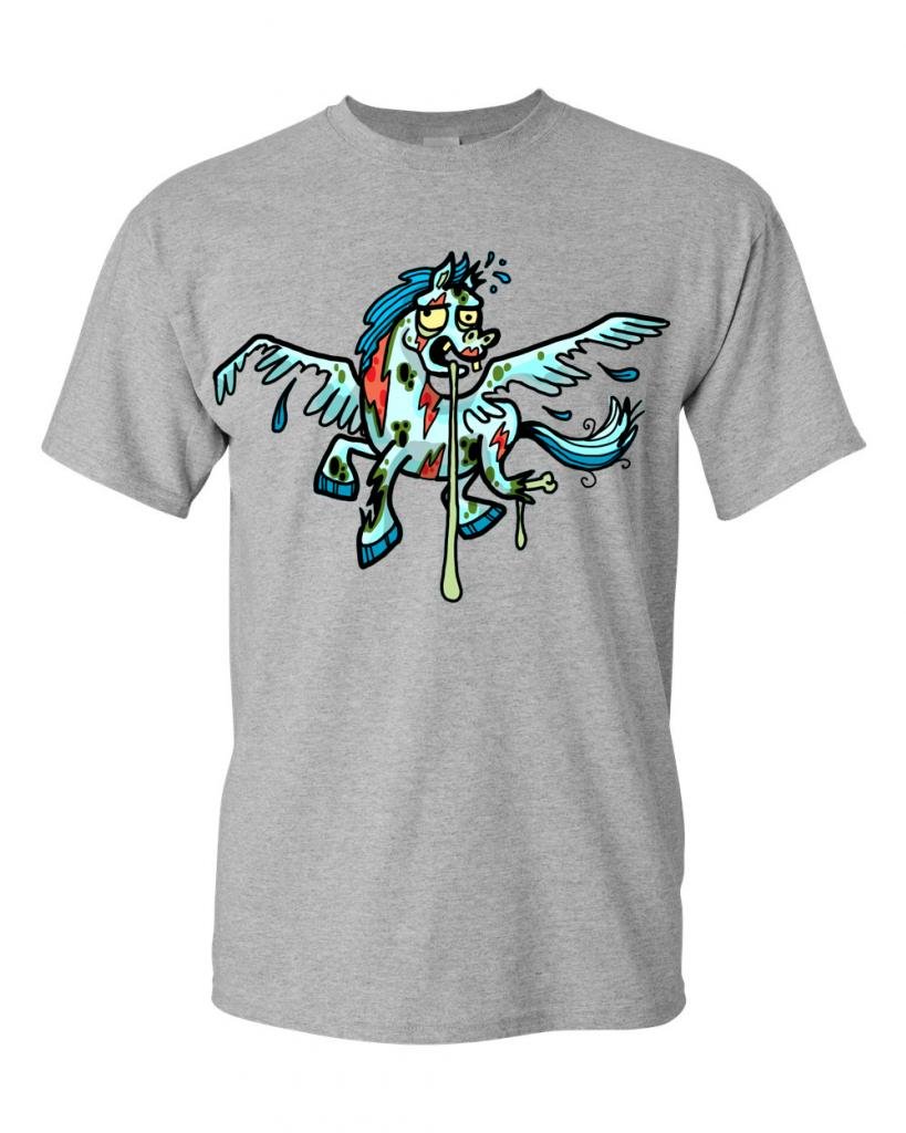 Zombie Pegasus Undead Animals Graphic T-Shirt for Adults | Horror & Fantasy Themed Tee for Halloween, Cosplay, and Gothic Fashion
