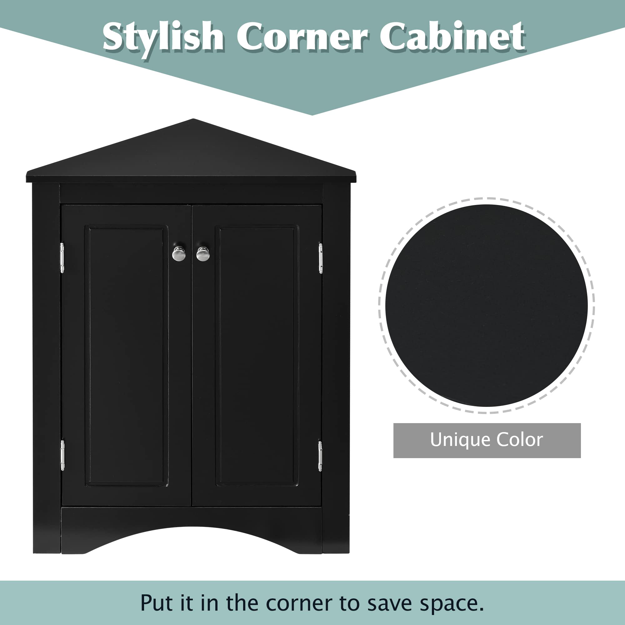 P PURLOVE Adjustable Bathroom Storage Cabinet - Triangle Freestanding Floor Organizer with Ample Space for Bathroom, Kitchen & Living Room | Perfect for Small Spaces, Home Organization & Bath Essentials Storage
