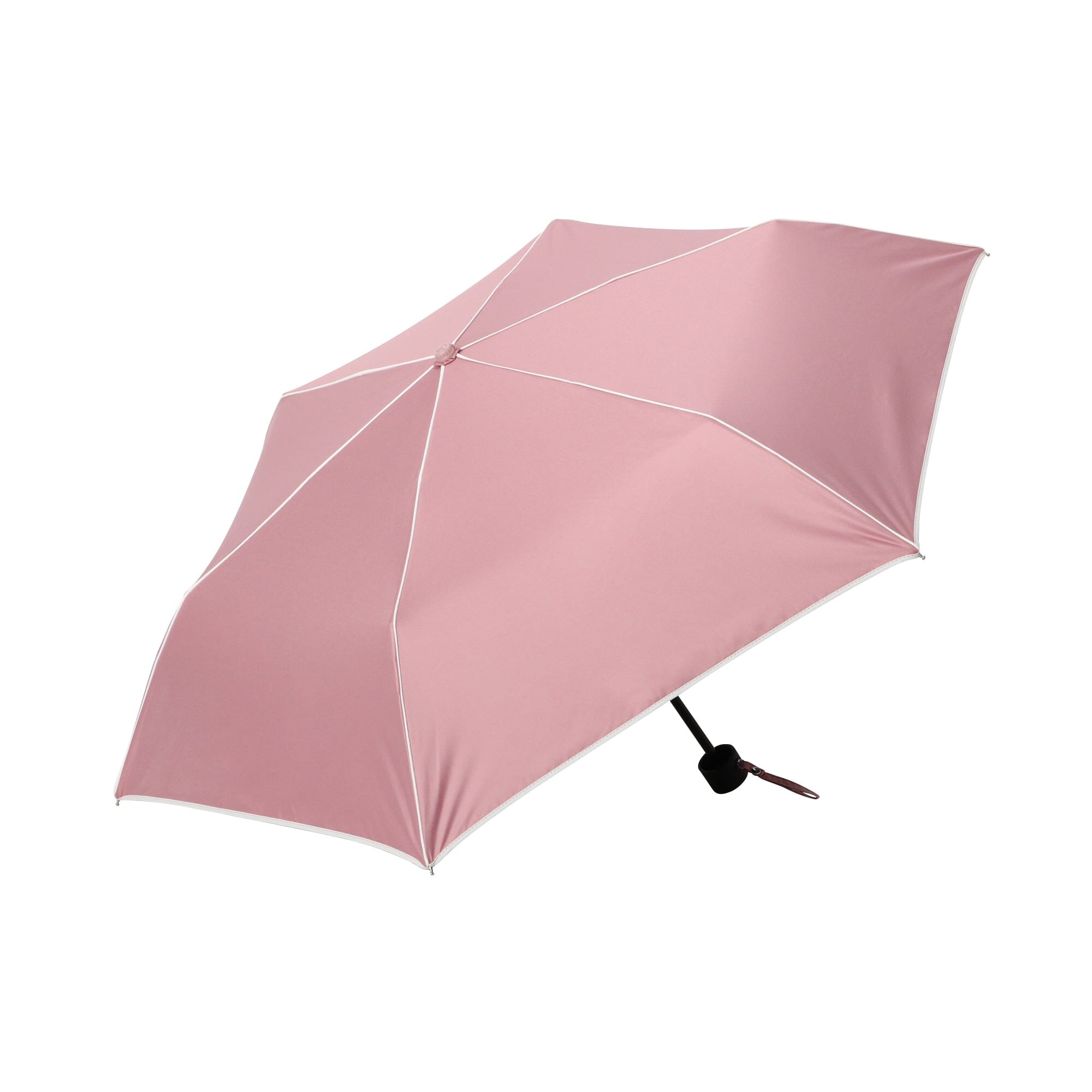 Blackout Piping Folding Umbrella - 47cm Compact Travel Umbrella in Pink - Perfect for Rainy Days, Commuting, and Outdoor Activities