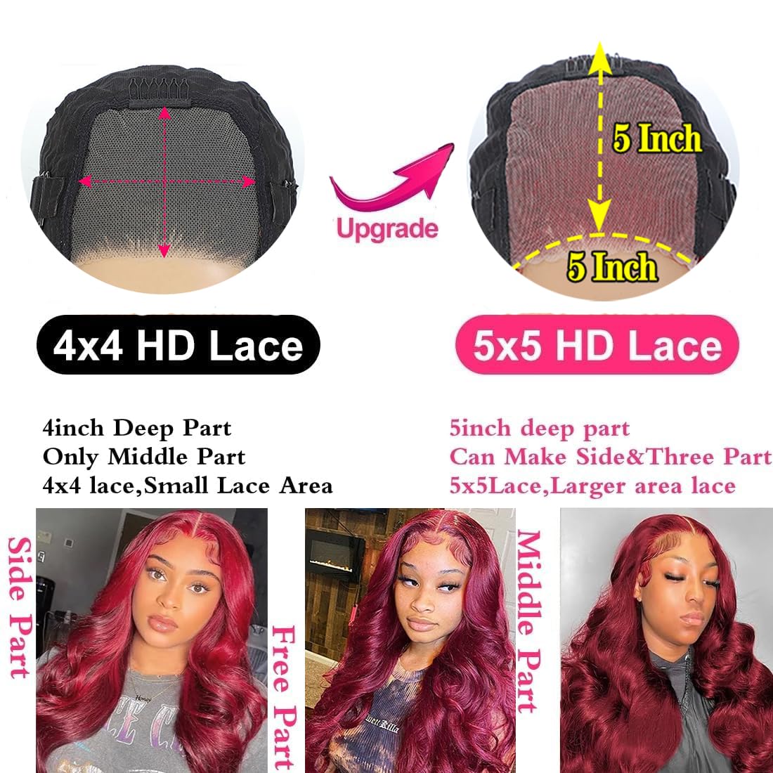 99J Burgundy 30 Inch Human Hair Lace Front Wig - Glueless Pre Plucked Pre Cut 5x5 HD Body Wave Lace Closure Wig for Beginners | Perfect for Daily Wear, Parties & Special Occasions
