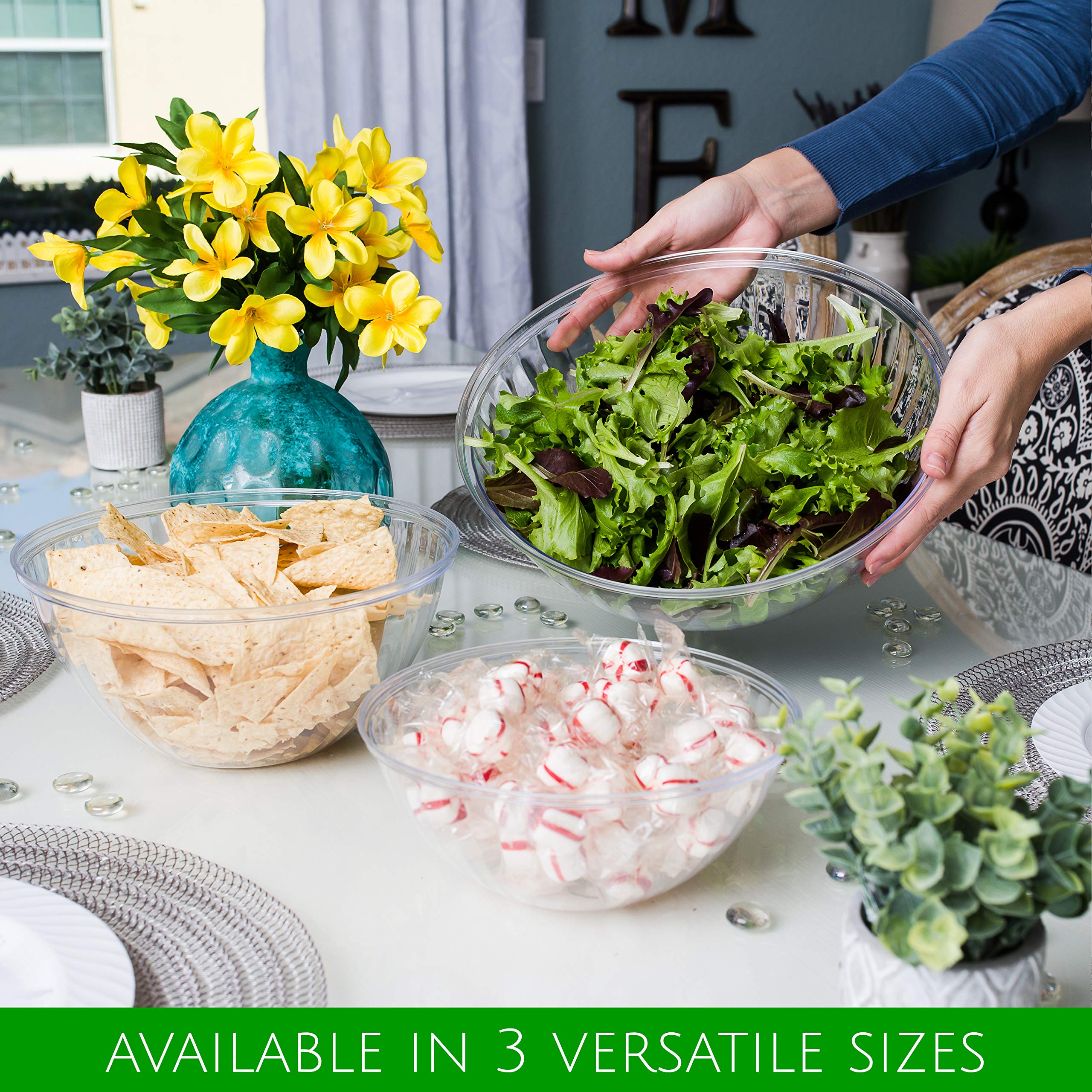 PLASTICPRO 150oz Clear Disposable Plastic Bowls - 4 Pack for Snacks, Salads, Chips & Candy | Perfect for Parties, Picnics & Catering Events