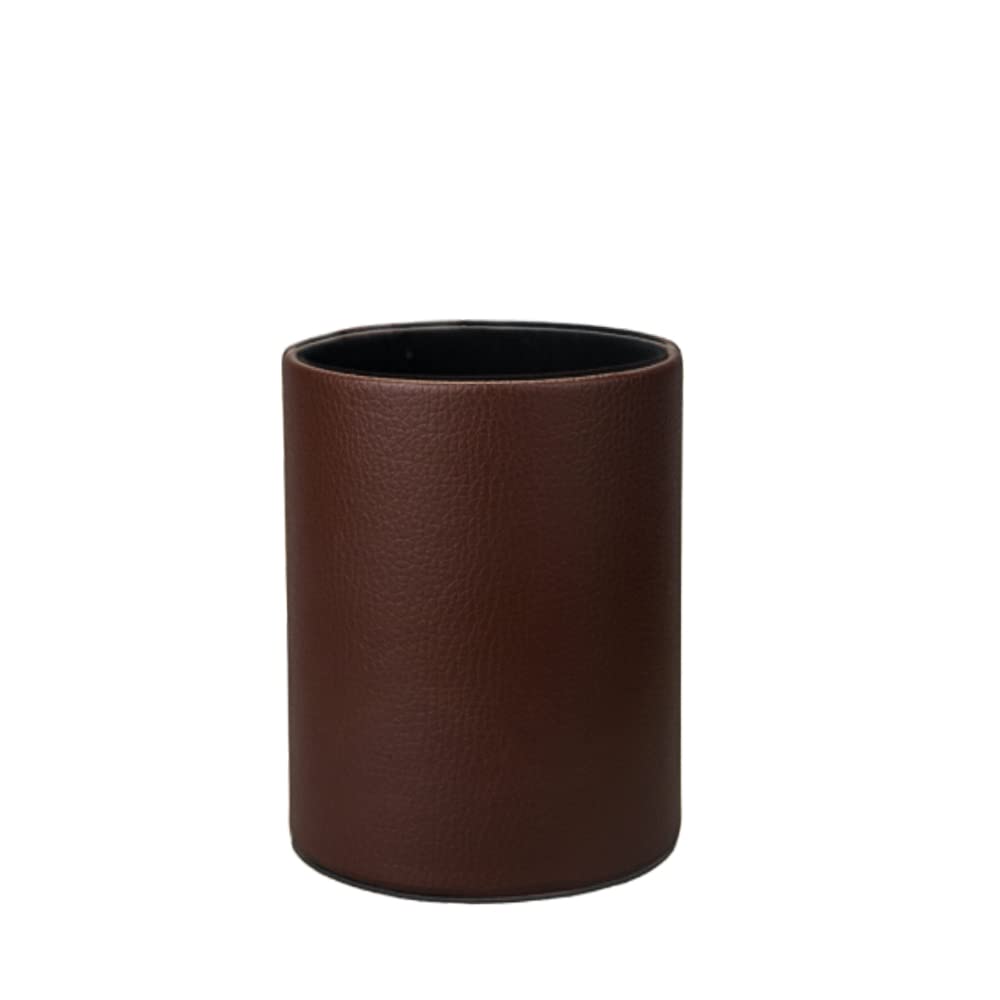 Premium PU Leather Pen & Pencil Holder - Desk Organizer Cup for Brushes, Scissors & Office Supplies (3.3