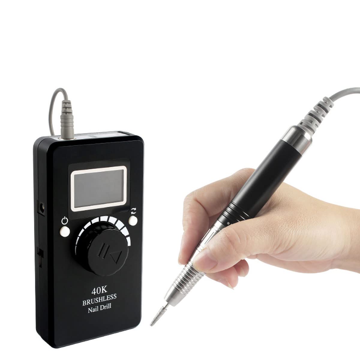 HUILEI Rechargeable Nail Drill Machine 40,000 RPM - Professional Brushless Nail File Kit for Acrylic Nails, Gel Polish & Manicure Pedicure - Fast & Quiet Nail Art Polisher Set (Black) | Perfect for Salon, Home Use & DIY Nail Care