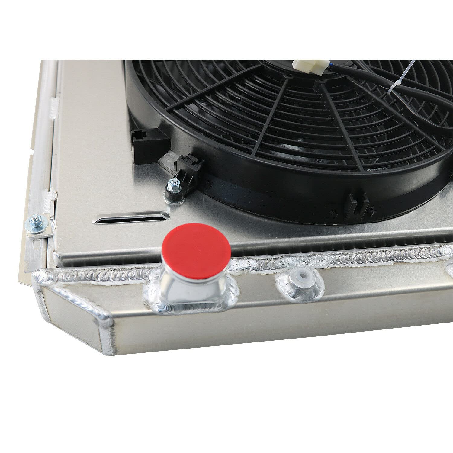 High Performance 3 Row Aluminum Radiator for 1969-1970 Ford Mustang & 1970-1977 Maverick | Fits Mercury Cougar L6 V6 V8 Engines | Includes Electric Fan Shroud & Thermostat Kit | Perfect for Street Racing & Classic Car Restoration