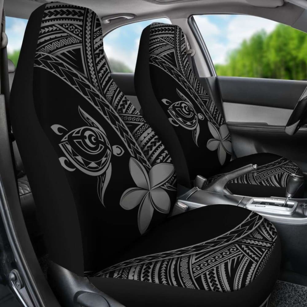 Alohawaii Premium Car Seat Covers - Hawaii Turtle & Plumeria Grey Design - Universal Fit for Most Vehicles - Perfect for Beach Trips & Tropical Vacations