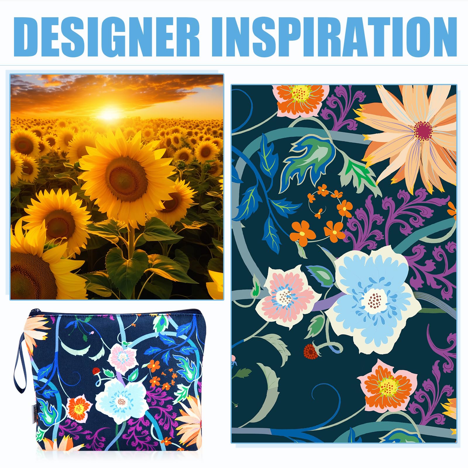 Vavabox Personalized Makeup Bag for Women | Custom Cosmetic Travel Pouch | Sunflower Print | Birthday Gift for Her | Perfect for Travel, Gym & Daily Essentials Organization