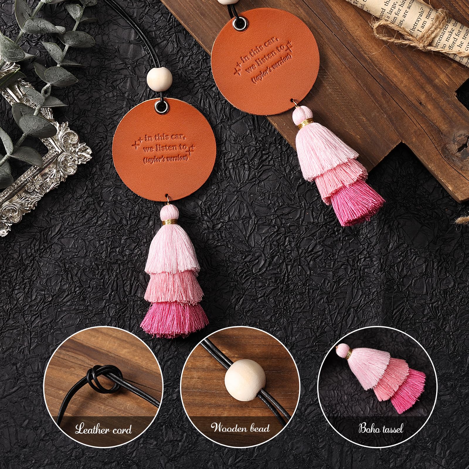 Car Hanging Ornament for Rearview Mirror - Pink Crystal Charm Decor | Fan Gift Merch | Perfect for Road Trips, Getaway Adventures & Daily Commutes