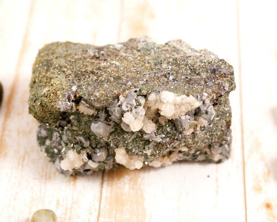 Natural Bulgarian Quartz with Pyrite, Galena & Chlorite - Healing Crystal for Meditation, Energy Work & Home Decor