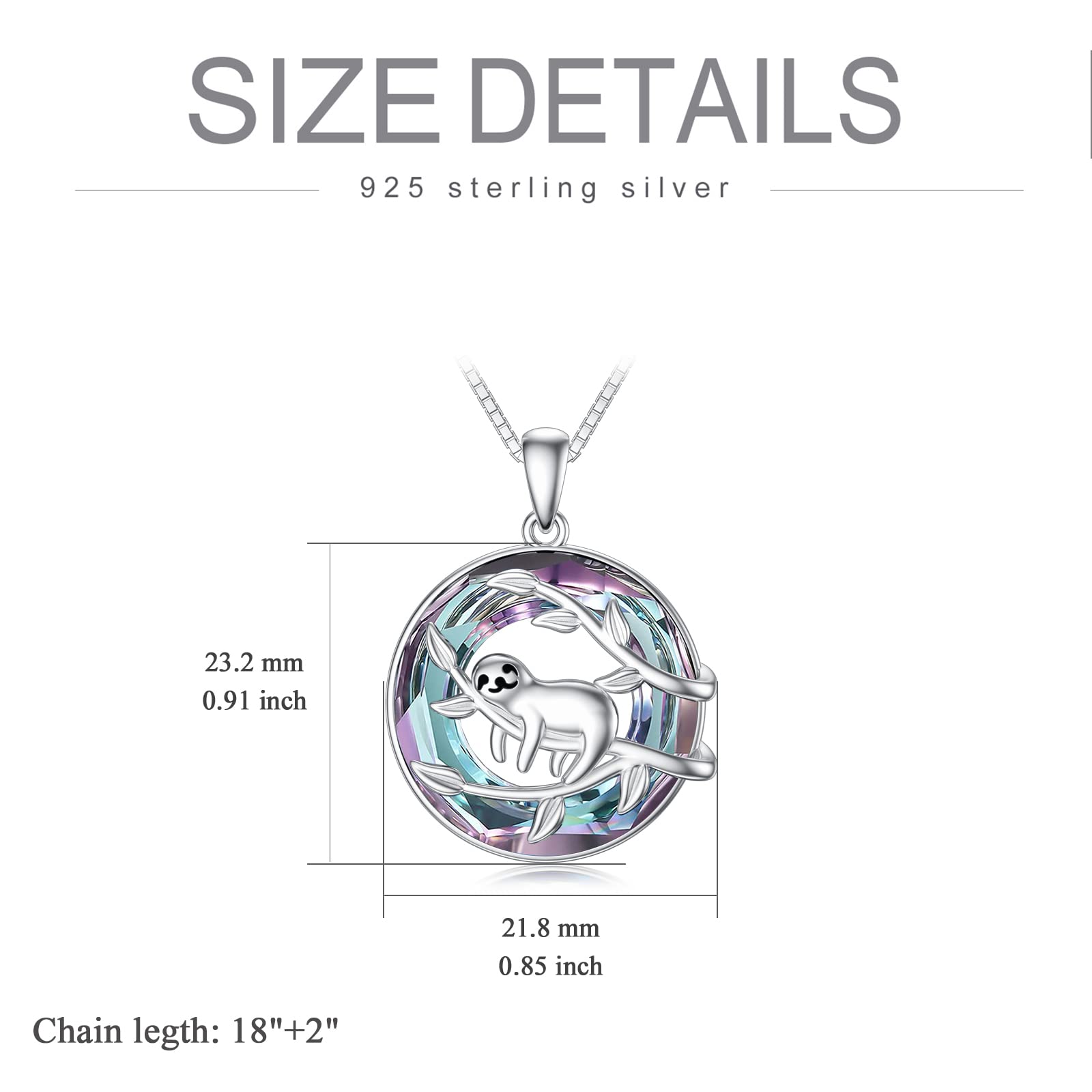 POPKIMI Sterling Silver Sloth Pendant Necklace for Women - S925 Sloth Jewelry Gift for Birthday, Christmas & Special Occasions | Perfect for Animal Lovers, Boho Style & Everyday Wear
