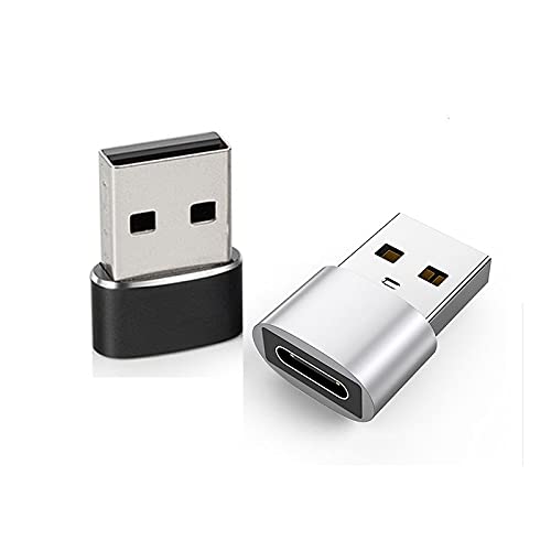 2 Pack USB C to USB Adapter, Type C Female to A Male Charger Cable Converter - Compatible with MacBook, Notebook, Tablet, Smartphone, AirPods, Galaxy S23/S24/A34, iPad 10/Air 4/5 - Space Black & Gray - Perfect for Charging, Data Transfer & Connecting Devices